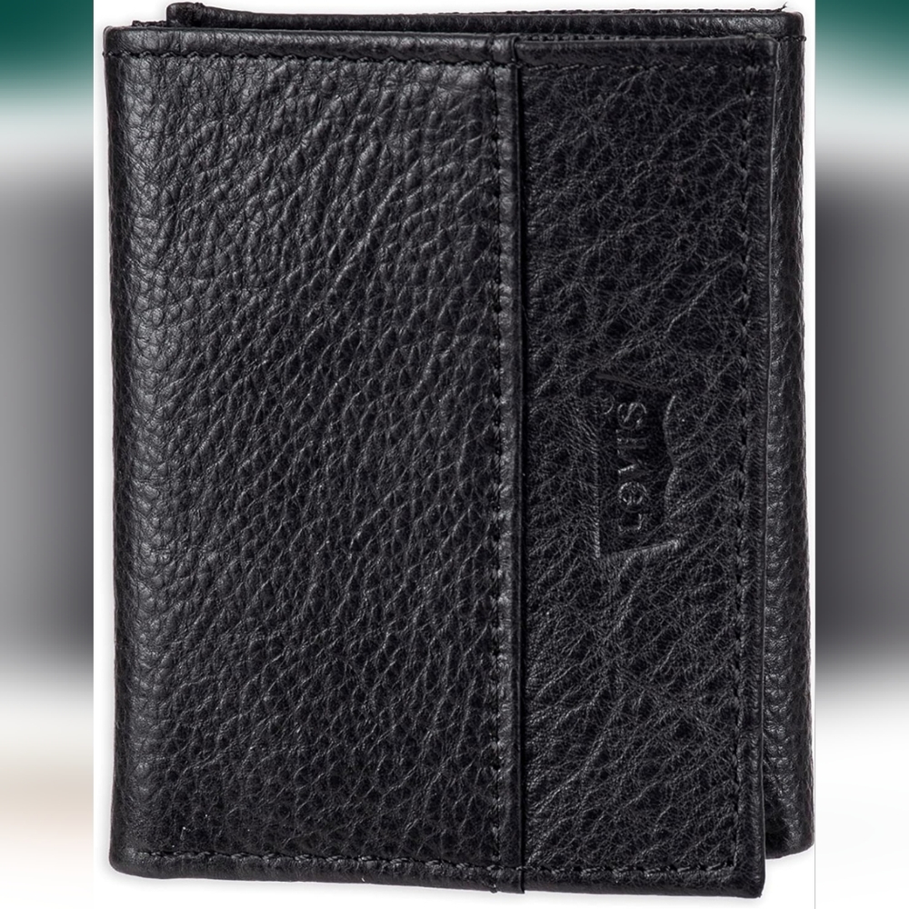 New black Levi's Men's Trifold Wallet-Sleek and Slim